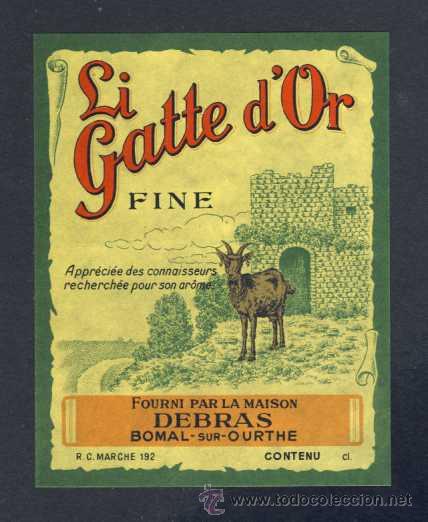 Old Labels: Etiqueta de licor: LI GATTE D' OR. Cabra