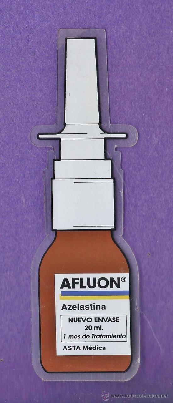 Etiquetas antiguas: etiqueta publicitaria - afluon - plastico troquelado - farmacia / mediccina - a&ntilde;os 70 / 80