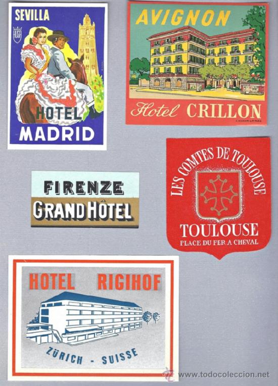 Alte Etiketten: 5 Etiquetas de hoteles de los a&ntilde;os 60 - 70 de Espa&ntilde;a, Francia, Italia y Suiza
