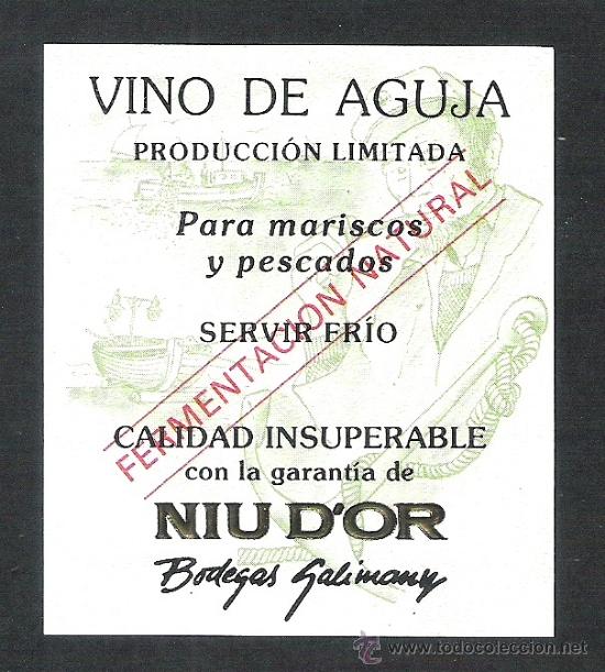 Etiquetas antiguas: antigua etiqueta de vino de aguja niu d'or bodegas galimany vilafranca del penedes
