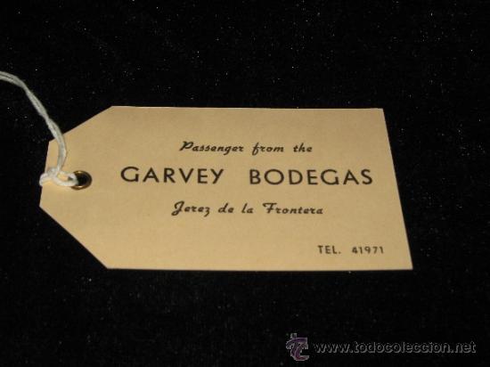 Etiquetas antiguas: ETIQUETA PARA ENVIOS INTERNACIONALES DE BODEGAS GARVEY - JEREZ DE LA FRONTERA