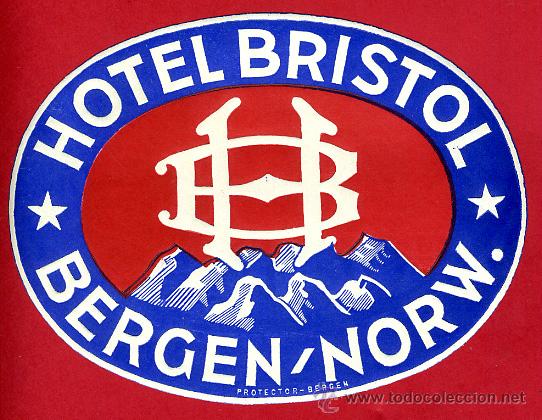 Etiquetas antiguas: ETIQUETA HOTEL , BRISTOL BERGEN NORW , NORUEGA ,RELIEVE  , ORIGINAL , EH11