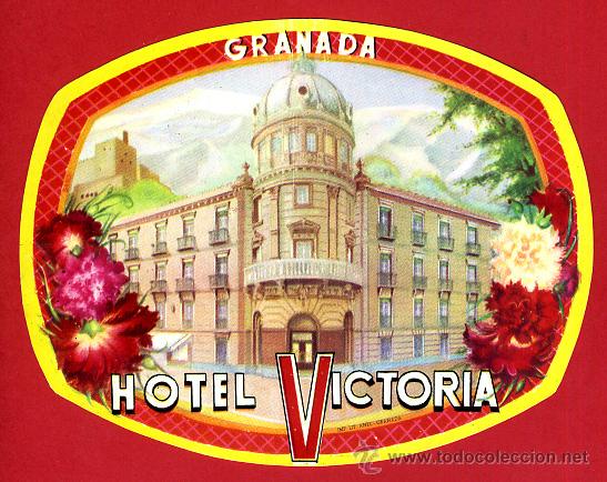 Etiquetas antiguas: ETIQUETA HOTEL , VICTORIA GRANADA , ORIGINAL , EH16