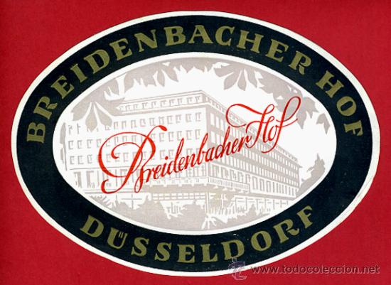 Etiquetas antiguas: ETIQUETA HOTEL , BREIDENBACHER HOF , DUSSELDORF ALEMANIA , ORIGINAL , EH18
