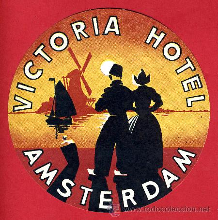 Etiquetas antiguas: ETIQUETA HOTEL, VICTORIA HOTEL AMSTERDAM HOLANDA , ORIGINAL , EH37