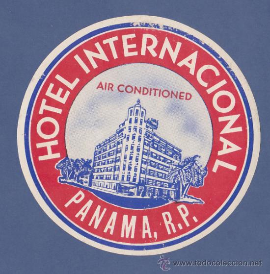 Etiquetas antiguas: ETIQUETA HOTEL INTERNACIONAL- PANAM&Aacute;- 8,5cm DE LARGO.