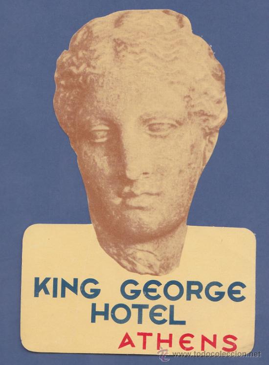 Etiquetas antiguas: ETIQUETA TROQUELADA KING GEORGE HOTEL- ATENAS,GRECIA - 12cm DE LARGO.