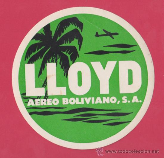 Etiquetas antiguas: ETIQUETA COMPA&Ntilde;&Iacute;A A&Eacute;REA LLOYD A&Eacute;REO BOLIVIANO AEROLINIA BOLIVIA - 9cm DE DI&Aacute;METRO - TIPO HOTEL.