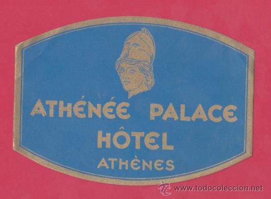 Etiquetas antiguas: ETIQUETA ATHENEE PALACE HOTEL - ATENAS, GRECIA -11,5cm DE LARGO.