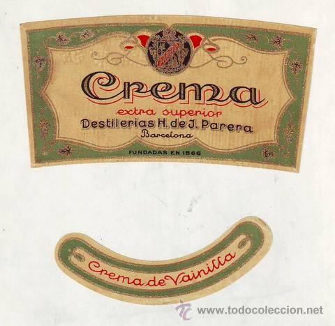 Etiquetas antiguas: ETIQUETAS DE CREMA EXTRA SUPERIOR. Crema de vainilla.
