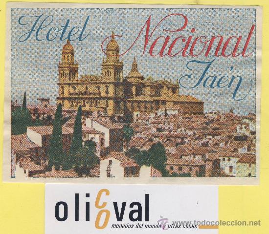 Etiquetas antiguas: ETIQUETA HOTEL-ESPA&Ntilde;A - HOTEL NACIONAL- JAEN - 110 X 82 mm - -ILUSTRACION -