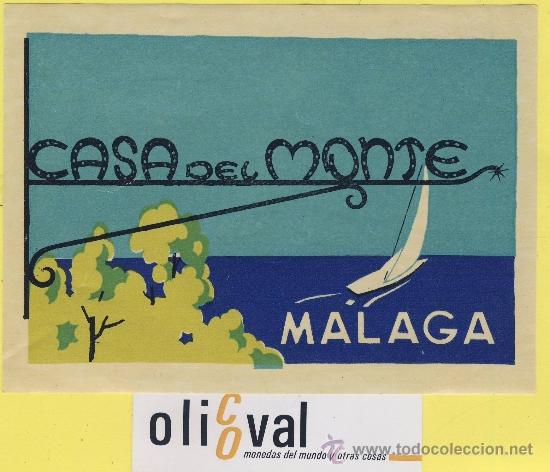 Etiquetas antiguas: ETIQUETA HOTEL-ESPA&Ntilde;A-HOTEL CASA DEL MONTE-MALAGA-ILUSTRACION 145 X 105 mm