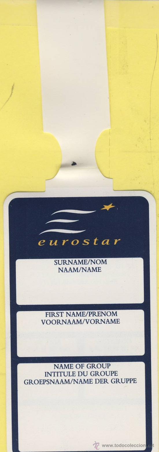 Etiquetas antiguas: ETIQUETA HOTEL-IDENTIFICADOR DE MALETA EUROSTAR 50 X 220 mm