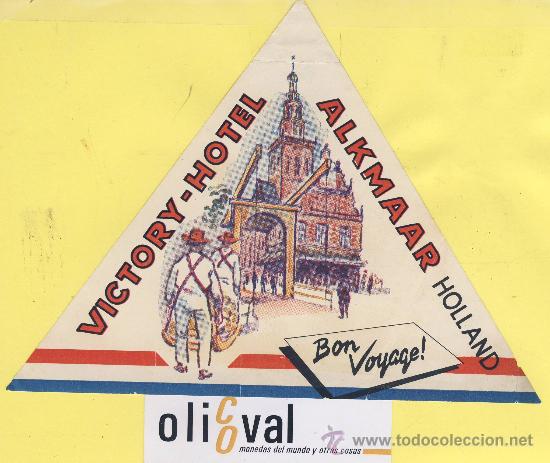 Etiquetas antiguas: ETIQUETA HOTEL-HOLANDA -HOTEL VICTORY -ALKMAAR-95 X 95-mm
