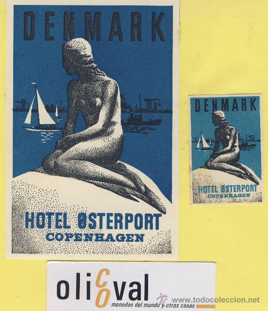 Etiquetas antiguas: ETIQUETA  HOTEL-HOLANDA -HOTEL OSTERPORT  -COPENHAGEN- 2 PIEZAS 120 X 80-52X 34-mm
