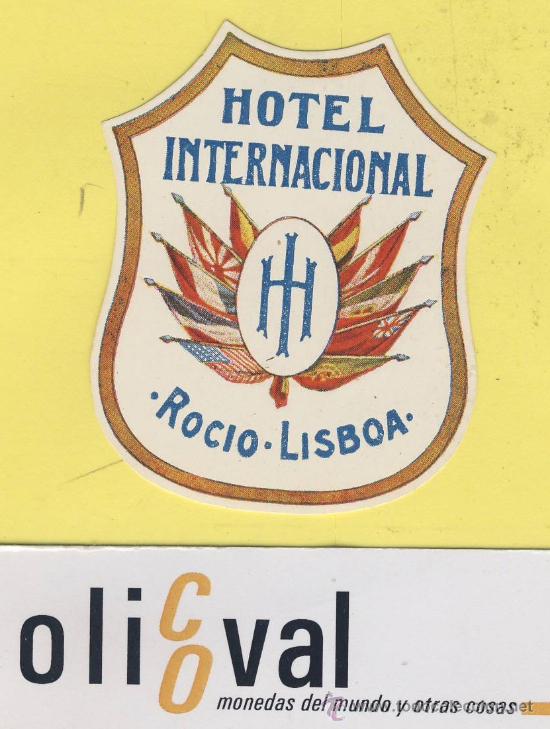 Etiquetas antiguas: ETIQUETA  HOTEL-PORTUGAL  -HOTEL  INTERNACIONAL- ROCIO -LISBOA  95 X 70  -mm