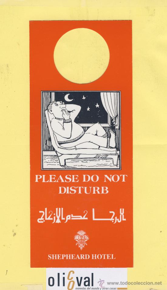 Etiquetas antiguas: ETIQUETA DE HOTEL -NO MOLESTEN-DO NOT DISTURB- HOTEL SHEPHEARD-EL CAIRO-EGIPTO