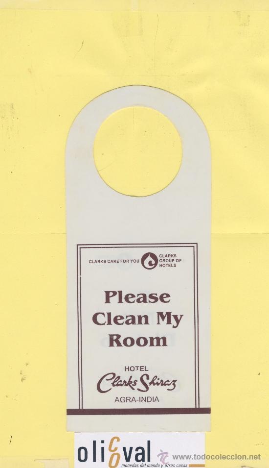 Etiquetas antiguas: ETIQUETA DE HOTEL -NO MOLESTEN-DO NOT DISTURB- HOTEL CLARKS SHIRAZ-AGRA INDIA-
