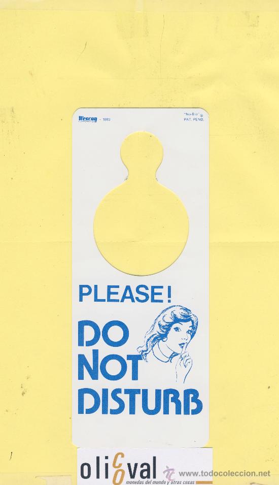 Etiquetas antiguas: ETIQUETA DE HOTEL -NO MOLESTEN-DO NOT DISTURB- HOTEL ESTANDARD  DE WESCON U.S.A.
