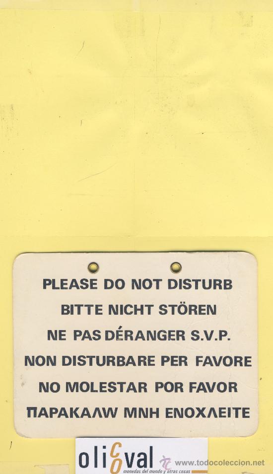 Etiquetas antiguas: ETIQUETA DE HOTEL -NO MOLESTEN-DO NOT DISTURB- HOTEL REP.CHECA
