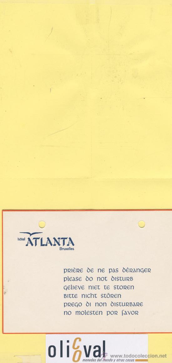 Etiquetas antiguas: ETIQUETA DE HOTEL -NO MOLESTEN-DO NOT DISTURB- HOTEL ATLANTA BRUXELES