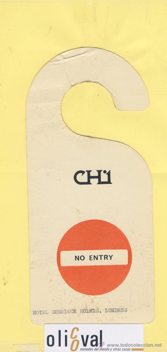Etiquetas antiguas: ETIQUETA DE HOTEL -NO MOLESTEN-DO NOT DISTURB- HOTEL CH1 SHERLOCK HOLMES LONDRES