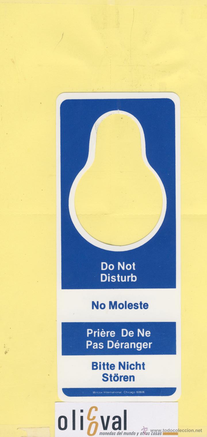 Etiquetas antiguas: ETIQUETA DE HOTEL -NO MOLESTEN-DO NOT DISTURB-HOTEL SERIE DE WILCOX -CHICAGO-USA