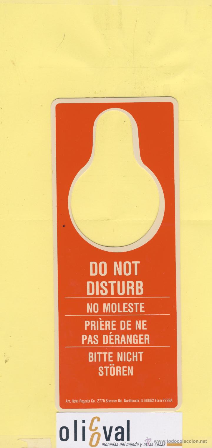 Etiquetas antiguas: ETIQUETA DE HOTEL -NO MOLESTEN-DO NOT DISTURB- AM.HOTEL  NORTHBROOK ILLINOIS -USA-