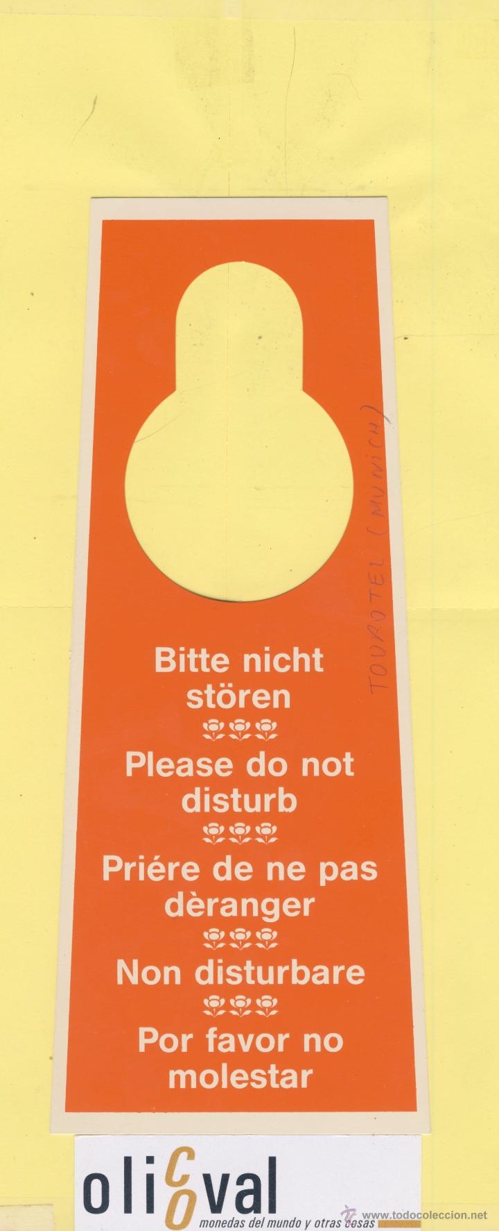Etiquetas antiguas: ETIQUETA DE HOTEL -NO MOLESTEN-DO NOT DISTURB-ESTANDAR ALEMAN DE BEST  M&Uuml;NCHEN