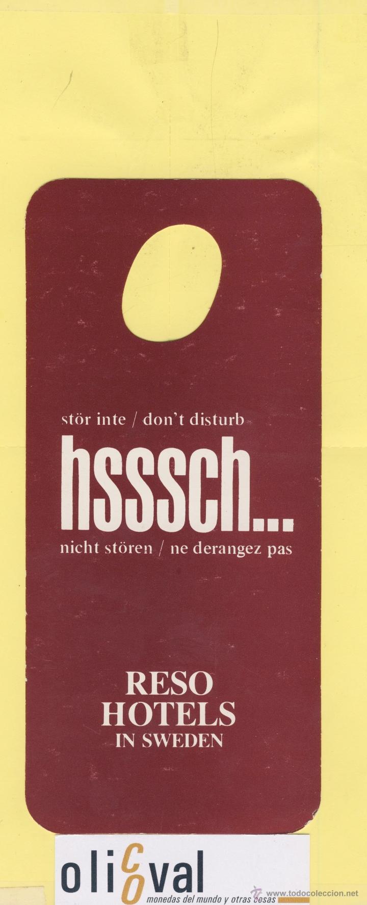 Etiquetas antiguas: ETIQUETA DE HOTEL -NO MOLESTEN-DO NOT DISTURB-HOTEL RESO SUECIA