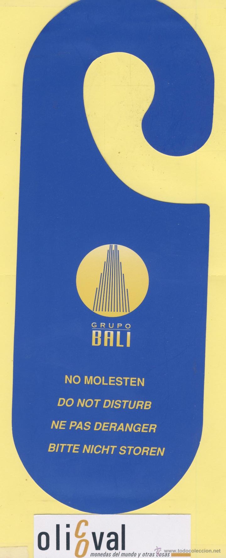 Etiquetas antiguas: ETIQUETA DE HOTEL -NO MOLESTEN-DO NOT DISTURB-HOTEL GRUPO BALI