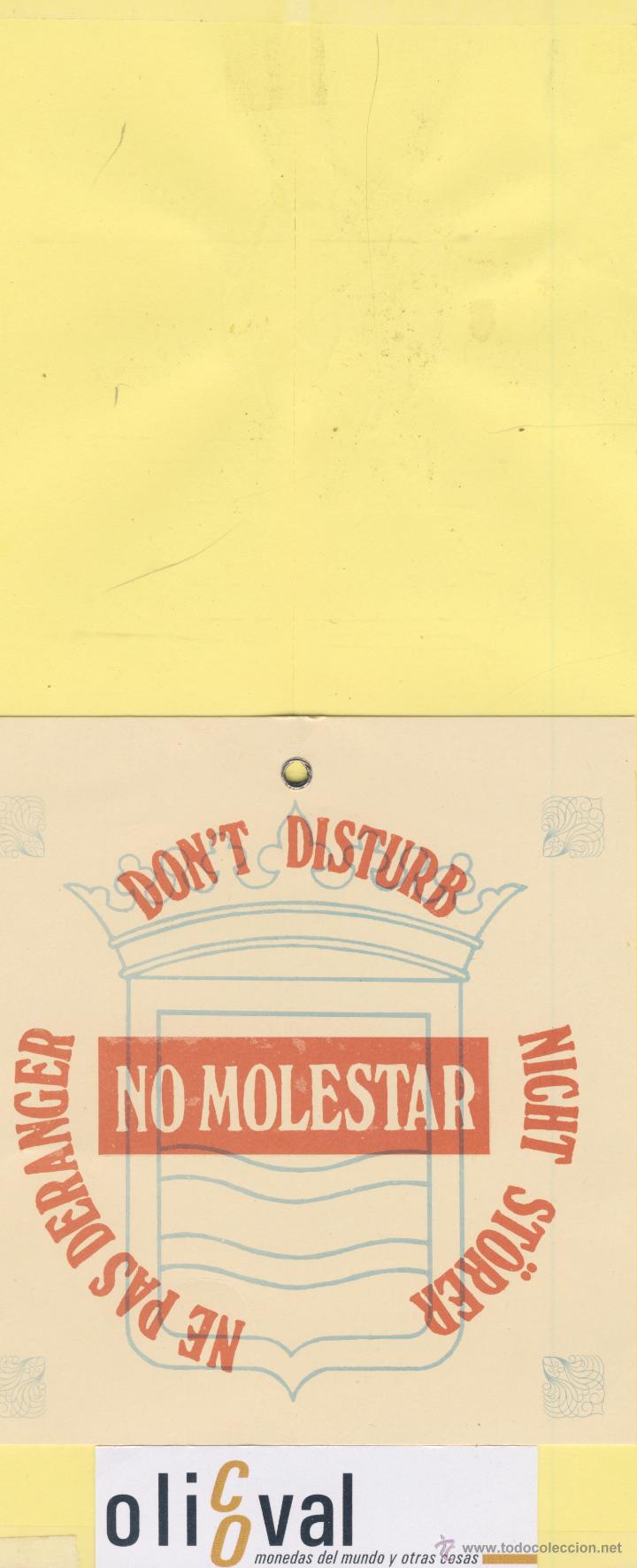 Etiquetas antiguas: ETIQUETA DE HOTEL -NO MOLESTEN-DO NOT DISTURB-HOTEL ESTANDAR DE PERU