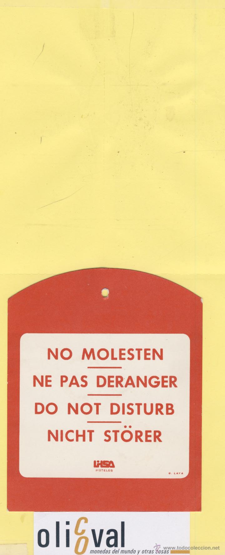 Etiquetas antiguas: ETIQUETA DE HOTEL -NO MOLESTEN-DO NOT DISTURB-HOTEL ESTANDAR LIHSA
