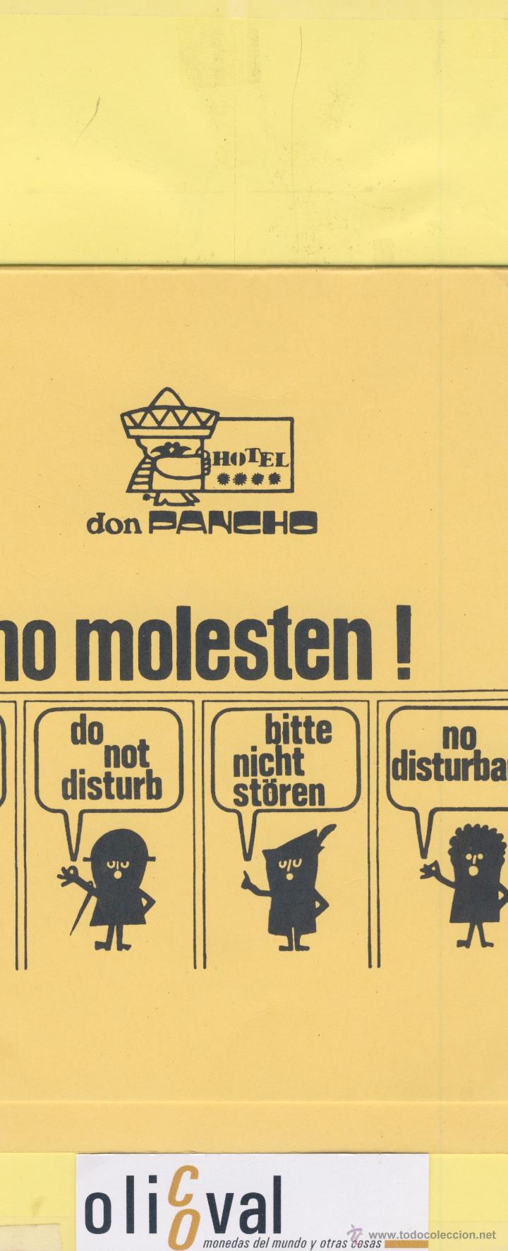 Etiquetas antiguas: ETIQUETA DE HOTEL -NO MOLESTEN-DO NOT DISTURB-HOTEL D0N PANCHO