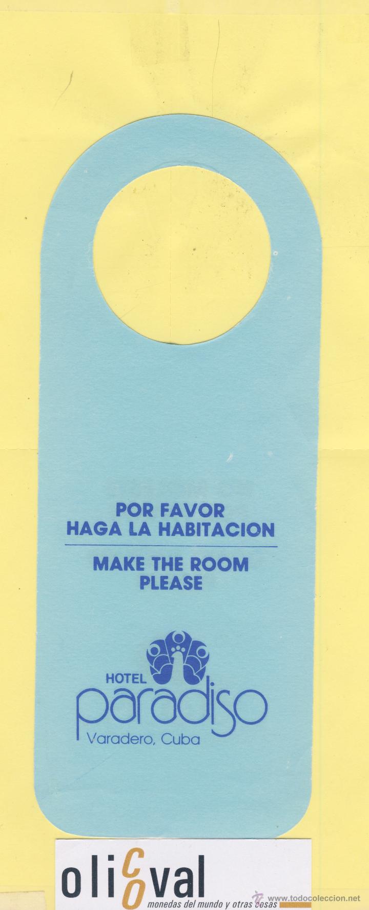 Etiquetas antiguas: ETIQUETA DE HOTEL -NO MOLESTEN-DO NOT DISTURB- HOTEL PARADISO VARADERO CUBA