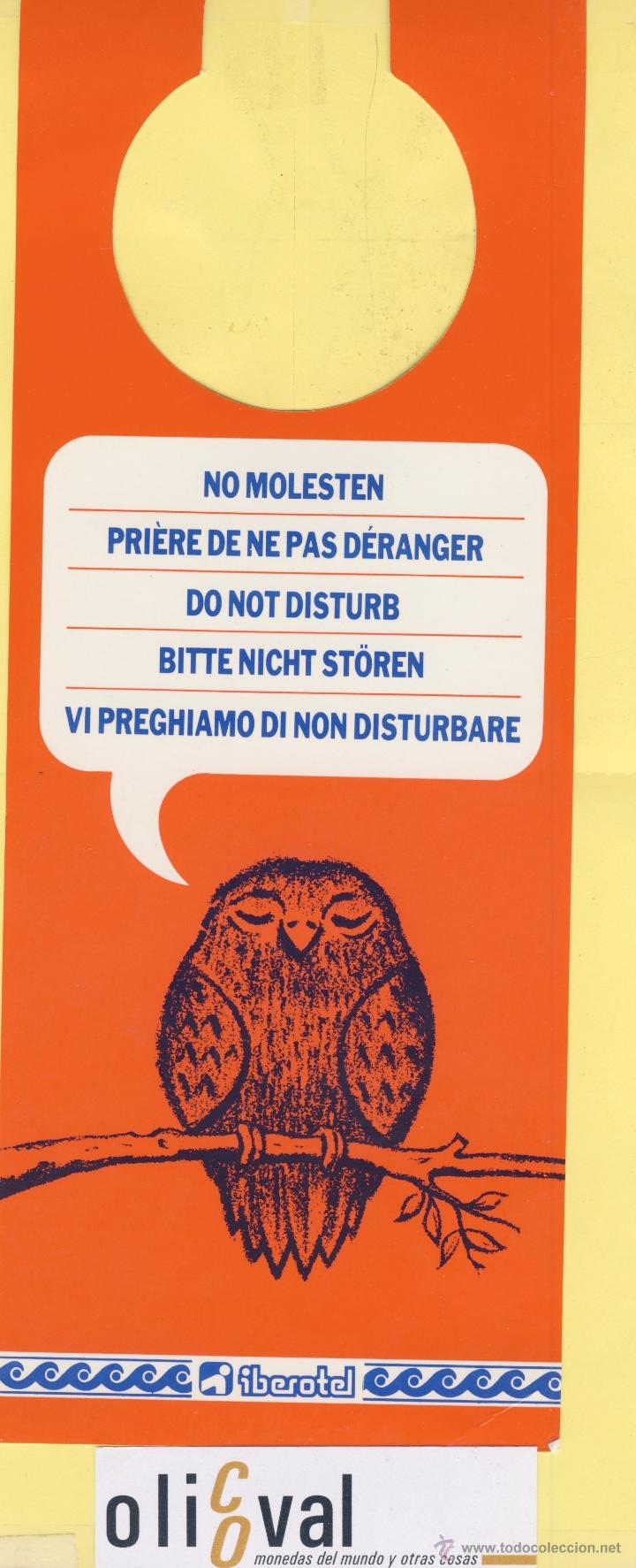 Etiquetas antiguas: ETIQUETA DE HOTEL -NO MOLESTEN-DO NOT DISTURB-IBEROTEL