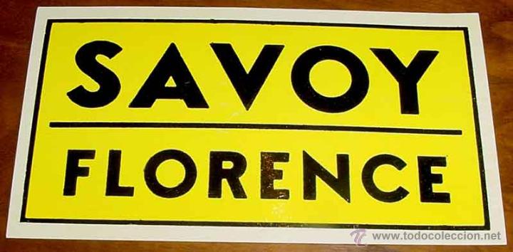 Etiquetas antiguas: ANTIGUA ETIQUETA PARA MALETA CON PUBLICIDAD DEL HOTEL SAVOY - FLORENCE - TAMA&Ntilde;O POSTAL APROXIMADAMEN