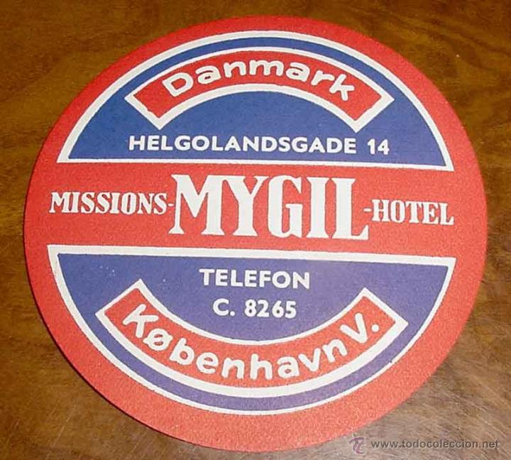 Etiquetas antiguas: ANTIGUA ETIQUETA PARA MALETA CON PUBLICIDAD DEL HOTEL MYGIL - DINAMARCA - TAMA&Ntilde;O POSTAL APROXIMADAME