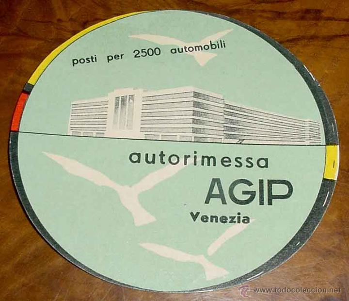 Etiquetas antiguas: ANTIGUA ETIQUETA PARA MALETA CON PUBLICIDAD DE AUTORIMESSA AGIP - VENEZIA - TAMA&Ntilde;O POSTAL APROXIMADA