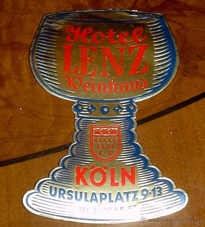 Etiquetas antiguas: ANTIGUA ETIQUETA PARA MALETA CON PUBLICIDAD DEL HOTEL LENZ - WEINHAUS - TAMA&Ntilde;O POSTAL APROXIMADAMENT
