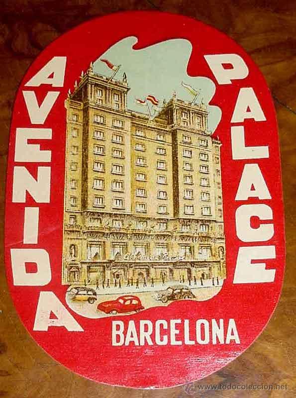 Etiquetas antiguas: ANTIGUA ETIQUETA PARA MALETA CON PUBLICIDAD DEL HOTEL AVENIDA PALACE - BARCELONA - TAMA&Ntilde;O POSTAL APR