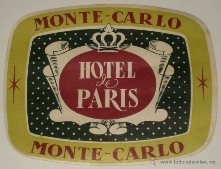 Etiquetas antiguas: ANTIGUA ETIQUETA DE MALETA - ANTIQUE LUGGAGE BAGAGE LABEL - ANCIEN ETIQUETTE LA VALISE - HOTEL DE PA