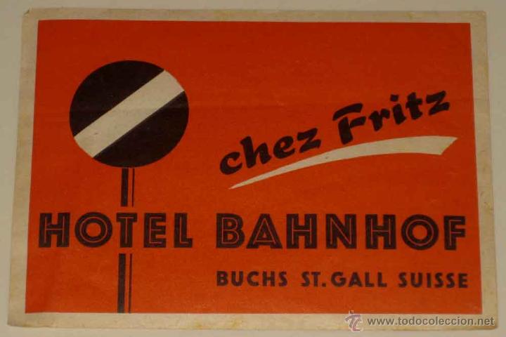 Etiquetas antiguas: ANTIGUA ETIQUETA DE MALETA - ANTIQUE LUGGAGE BAGAGE LABEL - ANCIEN ETIQUETTE LA VALISE - HOTEL BAHNH