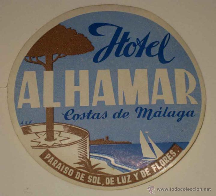 Etiquetas antiguas: ANTIGUA ETIQUETA DE MALETA - ANTIQUE LUGGAGE BAGAGE LABEL - ANCIEN ETIQUETTE LA VALISE - HOTEL ALHAM