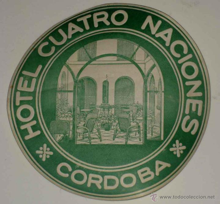 Etiquetas antiguas: ANTIGUA ETIQUETA DE MALETA - ANTIQUE LUGGAGE BAGAGE LABEL - ANCIEN ETIQUETTE LA VALISE - HOTEL CUATR