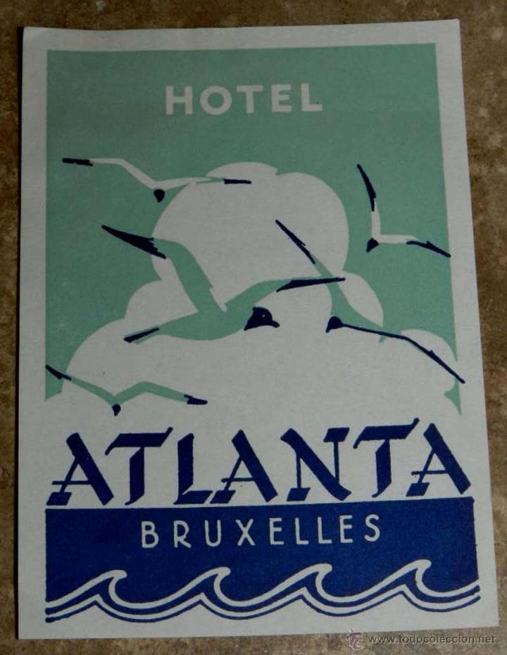 Etiquetas antiguas: ANTIGUA ETIQUETA DE MALETA - ANTIQUE LUGGAGE BAGAGE LABEL - ANCIEN ETIQUETTE LA VALISE - HOTEL ATLAN