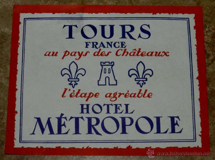 Etiquetas antiguas: ANTIGUA ETIQUETA DE MALETA - ANTIQUE LUGGAGE BAGAGE LABEL - ANCIEN ETIQUETTE LA VALISE - HOTEL METR