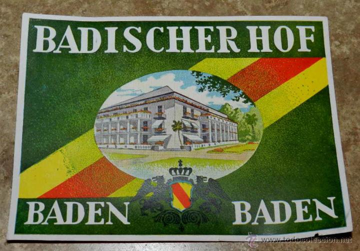 Etiquetas antiguas: ANTIGUA ETIQUETA DE MALETA - ANTIQUE LUGGAGE BAGAGE LABEL - ANCIEN ETIQUETTE LA VALISE - HOTEL BADIS