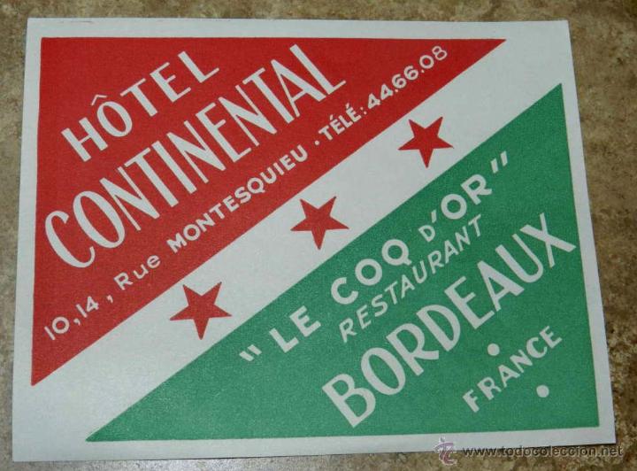 Etiquetas antiguas: ANTIGUA ETIQUETA DE MALETA - ANTIQUE LUGGAGE BAGAGE LABEL - ANCIEN ETIQUETTE LA VALISE - HOTEL CONTI