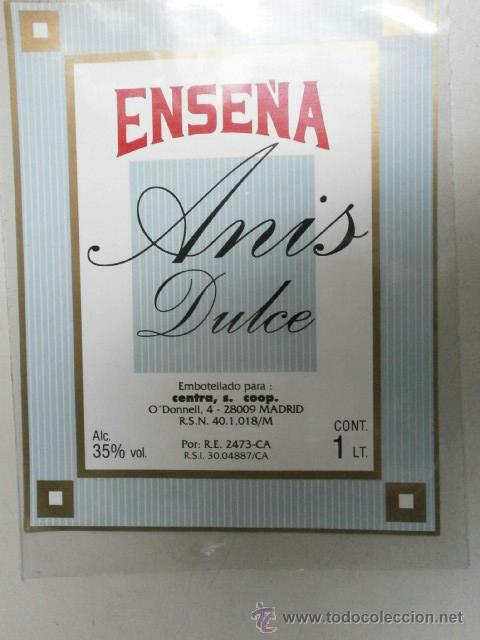 Etiquetas antiguas: ETIQUETA DE VINO ENSE&Ntilde;A ANIS DULCE MADRID ET-1596